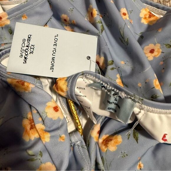 NWT Aqua x Kristopher Brock Floral Blue One Piece Swimsuit- Size Medium - Picture 8 of 10